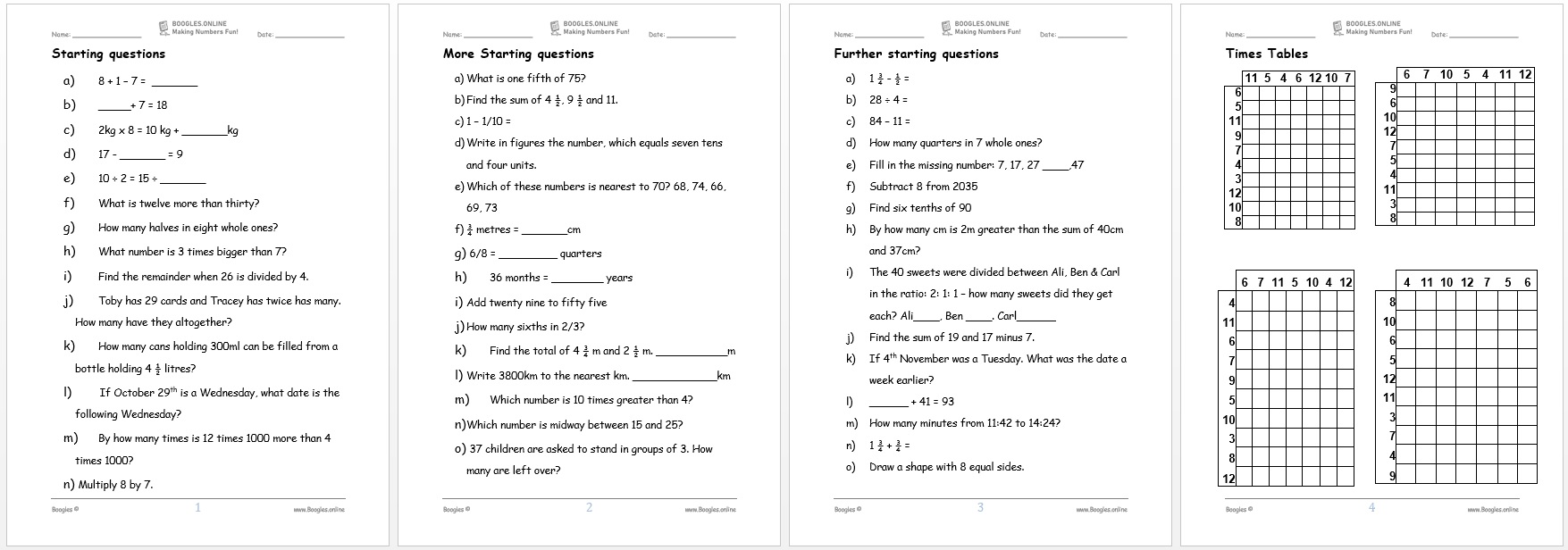 Workbook 3 Pages 1-4